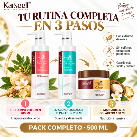 Pack Champú Volumen 200 ml + Acondicionador 200 ml + Mascarilla Colágeno 100 ml