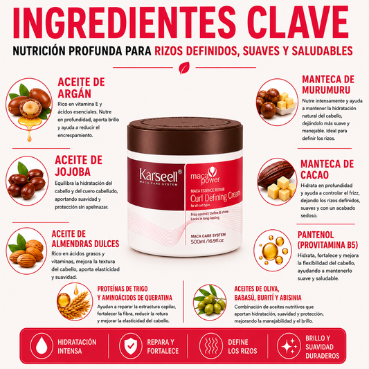 Crema Definidora de Rizos, Hidratante, Fijación Flexible 500ml