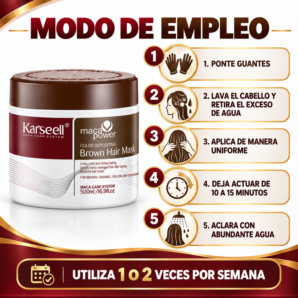 Mascarilla Capilar Pigmentante Marrón 500 ml