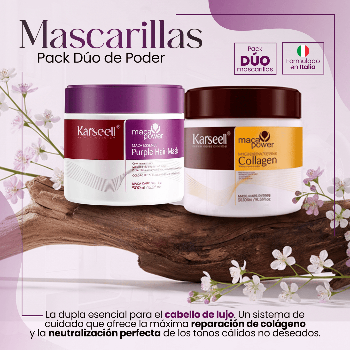 Mascarilla capilar colágeno + mascarilla violeta matizadora [500ml]