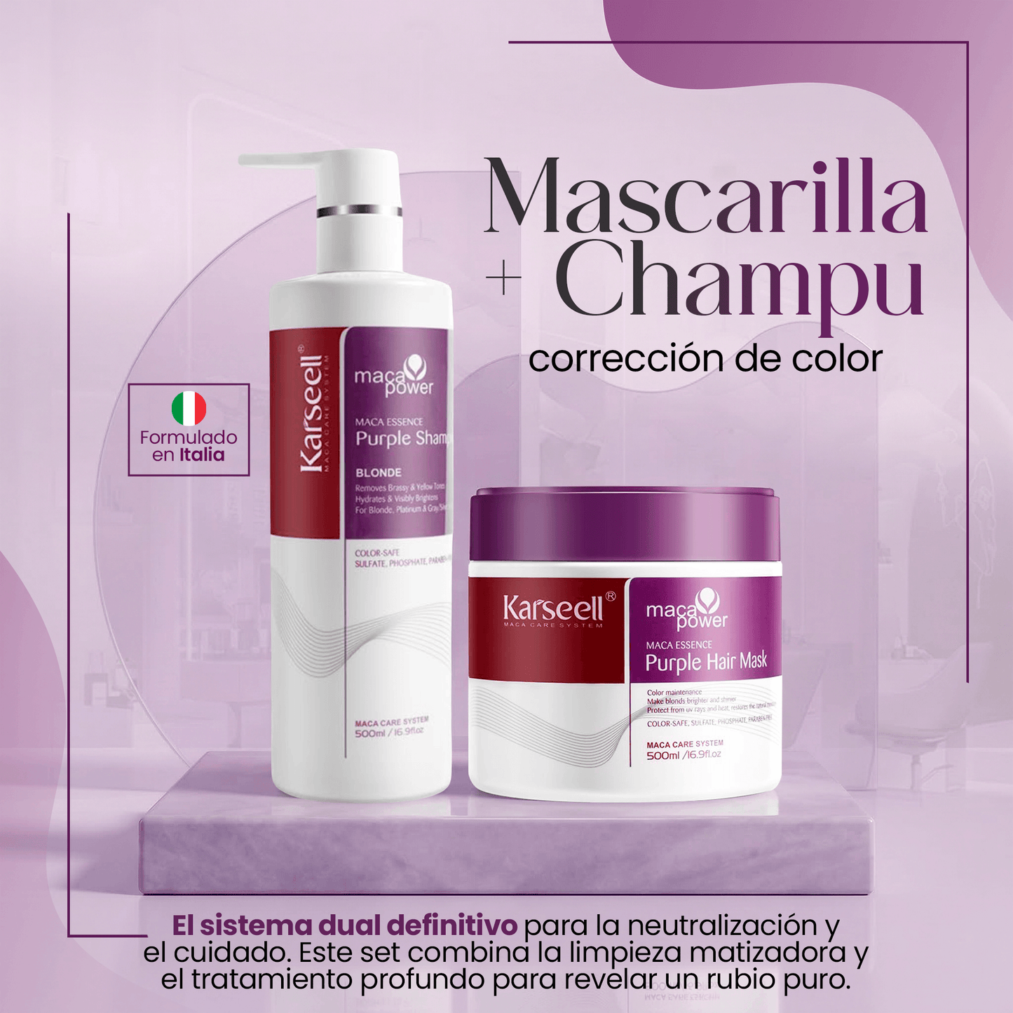 Pack mascarilla violeta 500ml + champú violeta 500ml