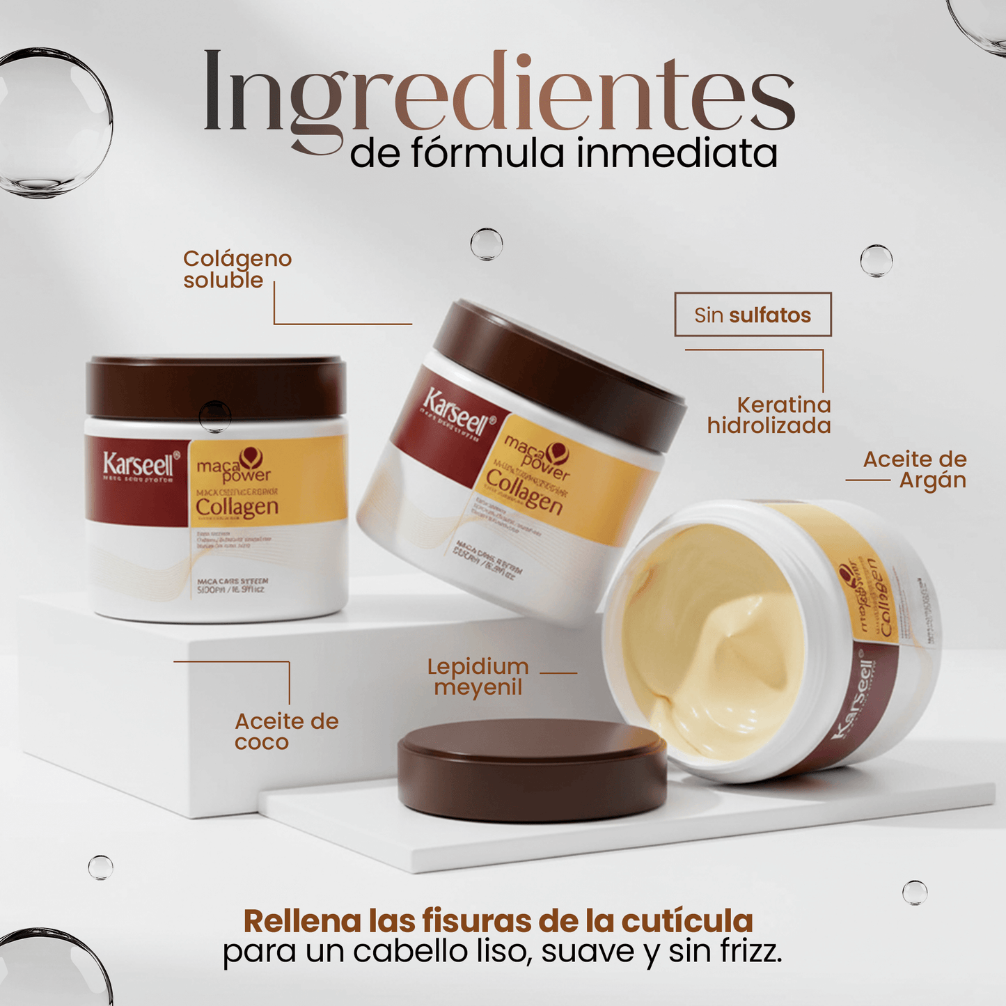 Pack 3 mascarilla capilar profesional colágeno 500ml