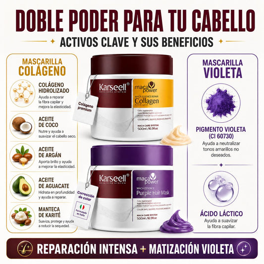 Pack Mascarilla Capilar de Colágeno 500ml + Mascarilla Violeta Matizadora 500ml
