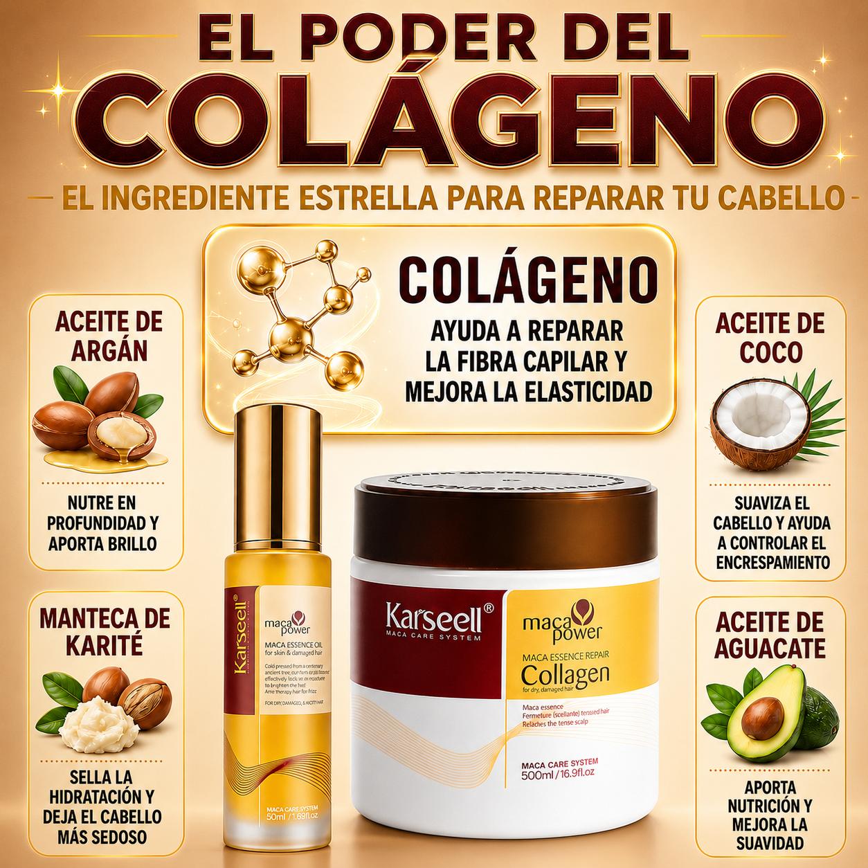 Pack Reparación Mascarilla Capilar de Colágeno 500ml + Sérum de Aceite de Argán 50ml