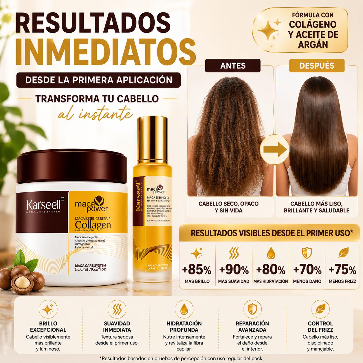 Pack Reparación Mascarilla Capilar de Colágeno 500ml + Sérum de Aceite de Argán 50ml