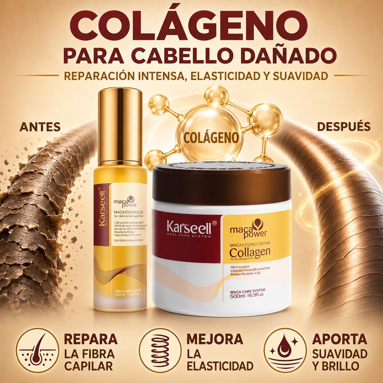Pack Reparación Mascarilla Capilar de Colágeno 500ml + Sérum de Aceite de Argán 50ml