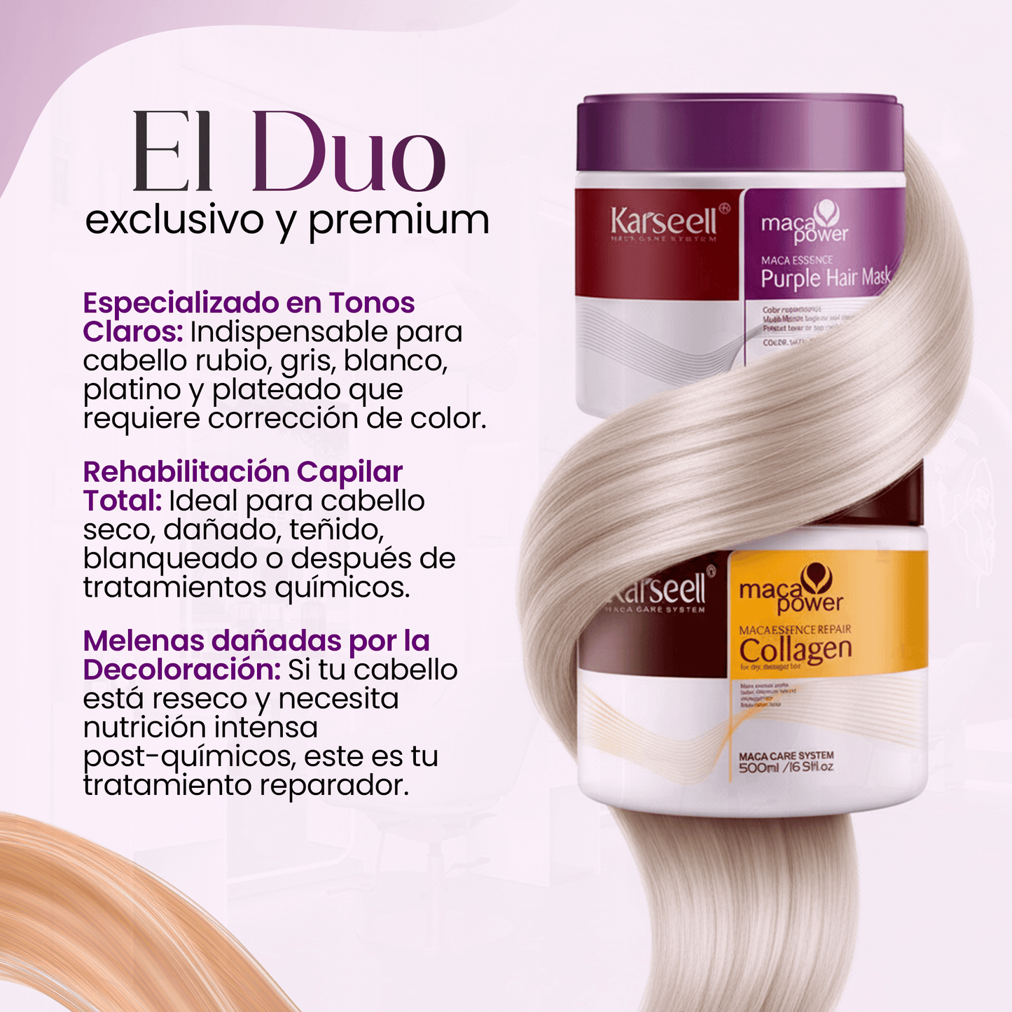 Mascarilla capilar colágeno + mascarilla violeta matizadora [500ml]