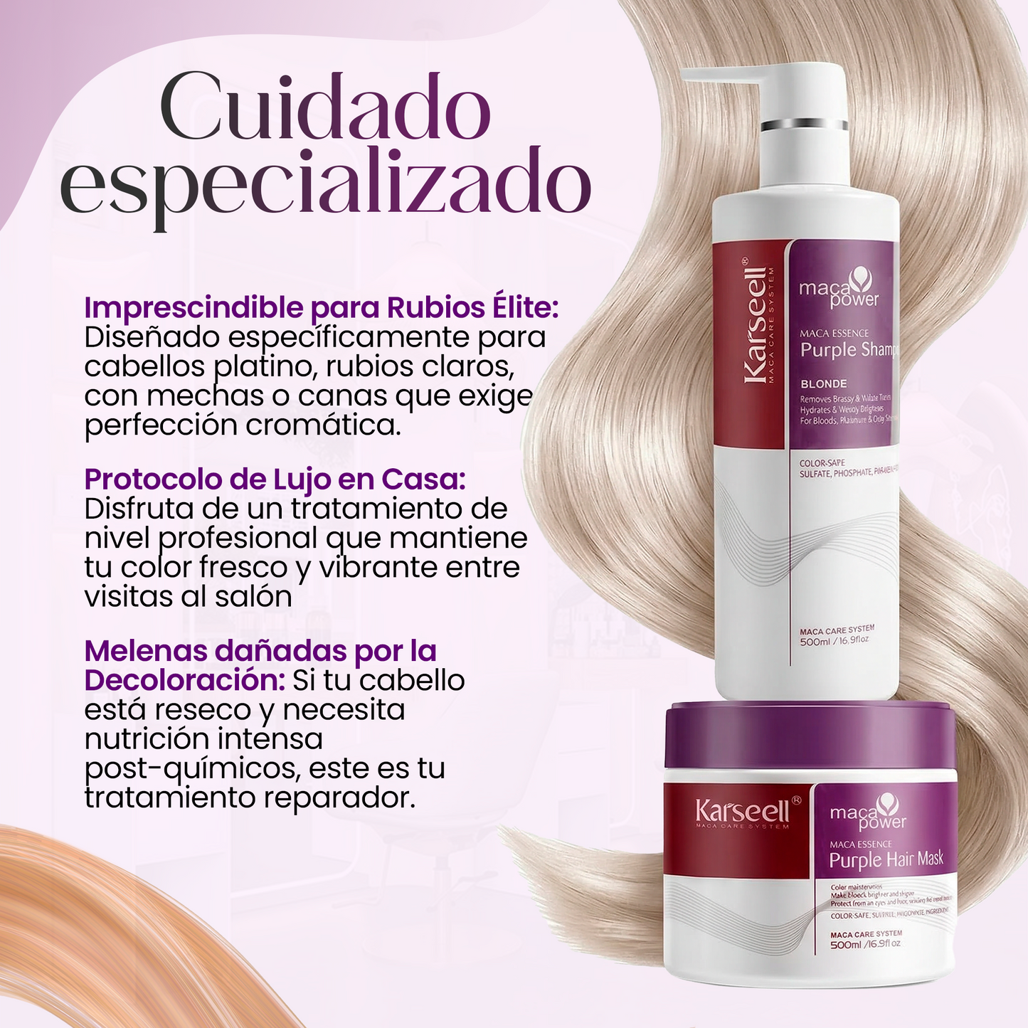 Pack mascarilla violeta 500ml + champú violeta 500ml