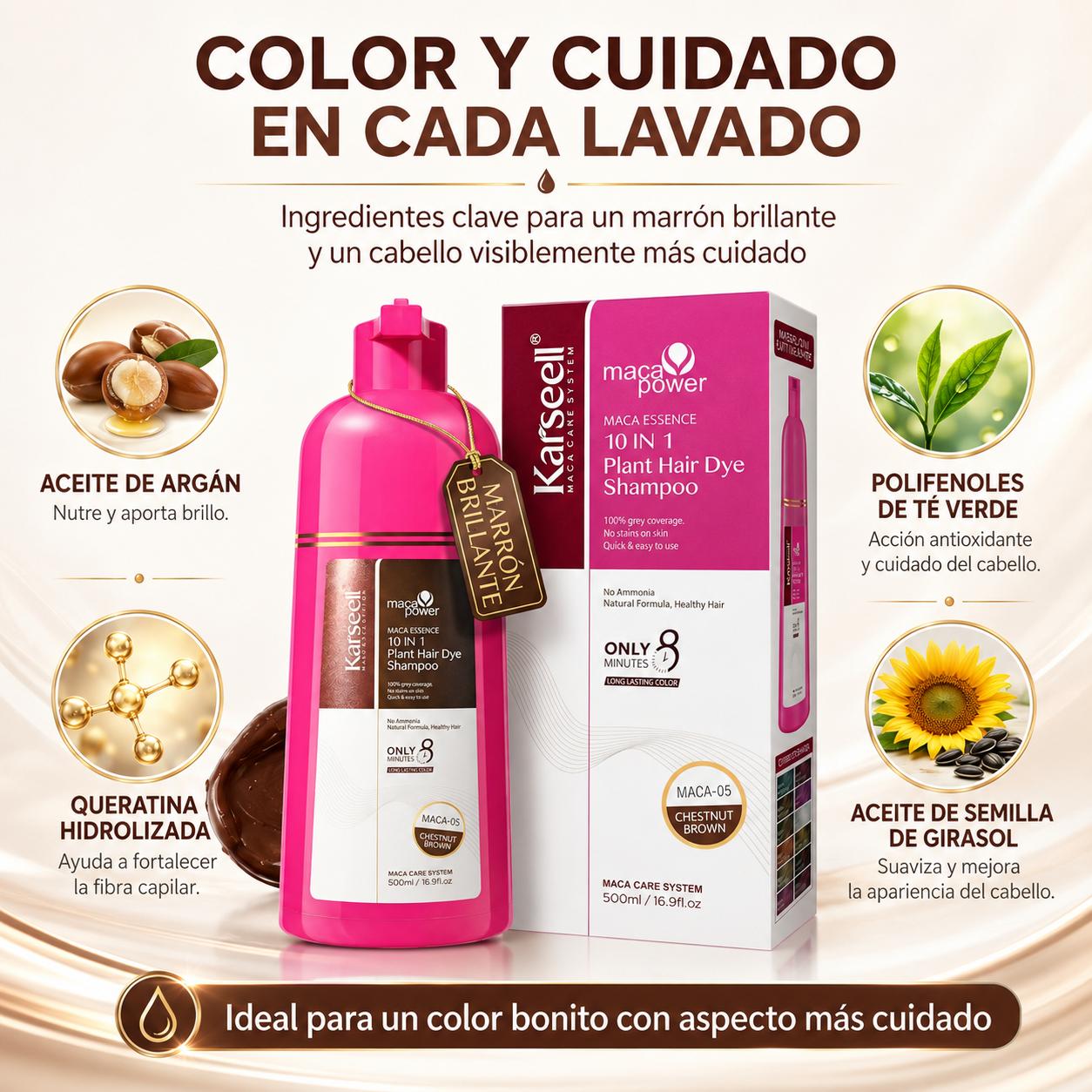 Champú Tinte Castaño Natural Chestnut Brown 500ml