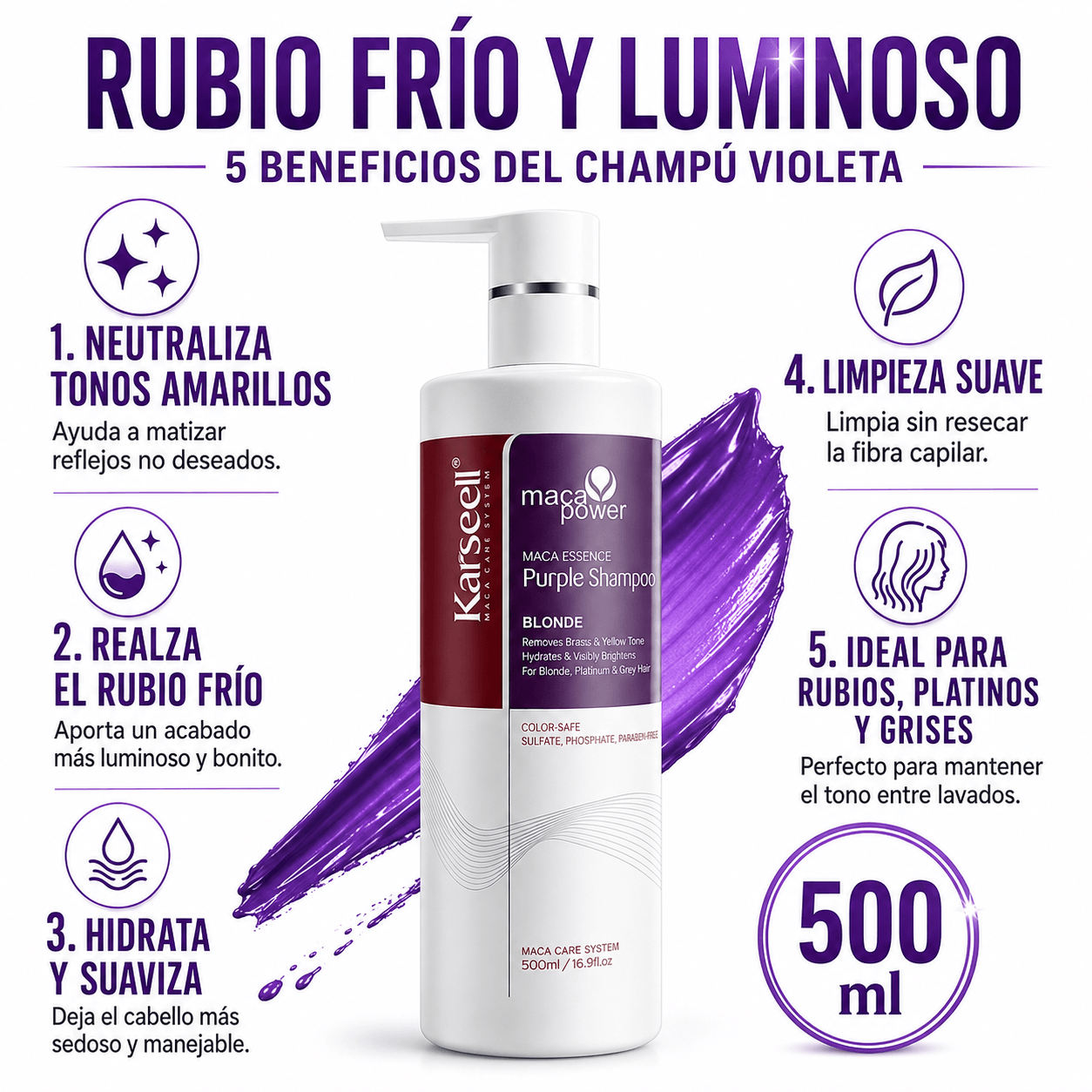 Pack mascarilla violeta 500ml + champú violeta 500ml