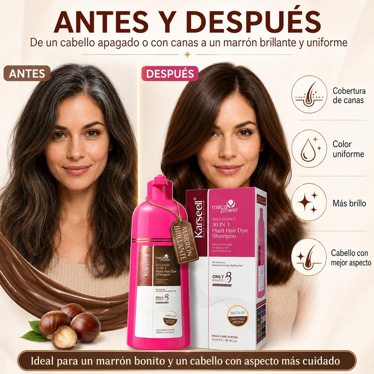 Champú Tinte Castaño Natural Chestnut Brown 500ml