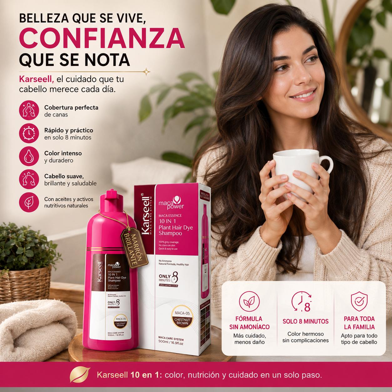 Champú Tinte Castaño Natural Chestnut Brown 500ml