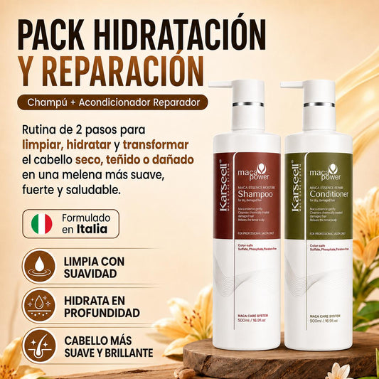 Pack Champú Hidratante 500ml + Acondicionador Reparador 500ml
