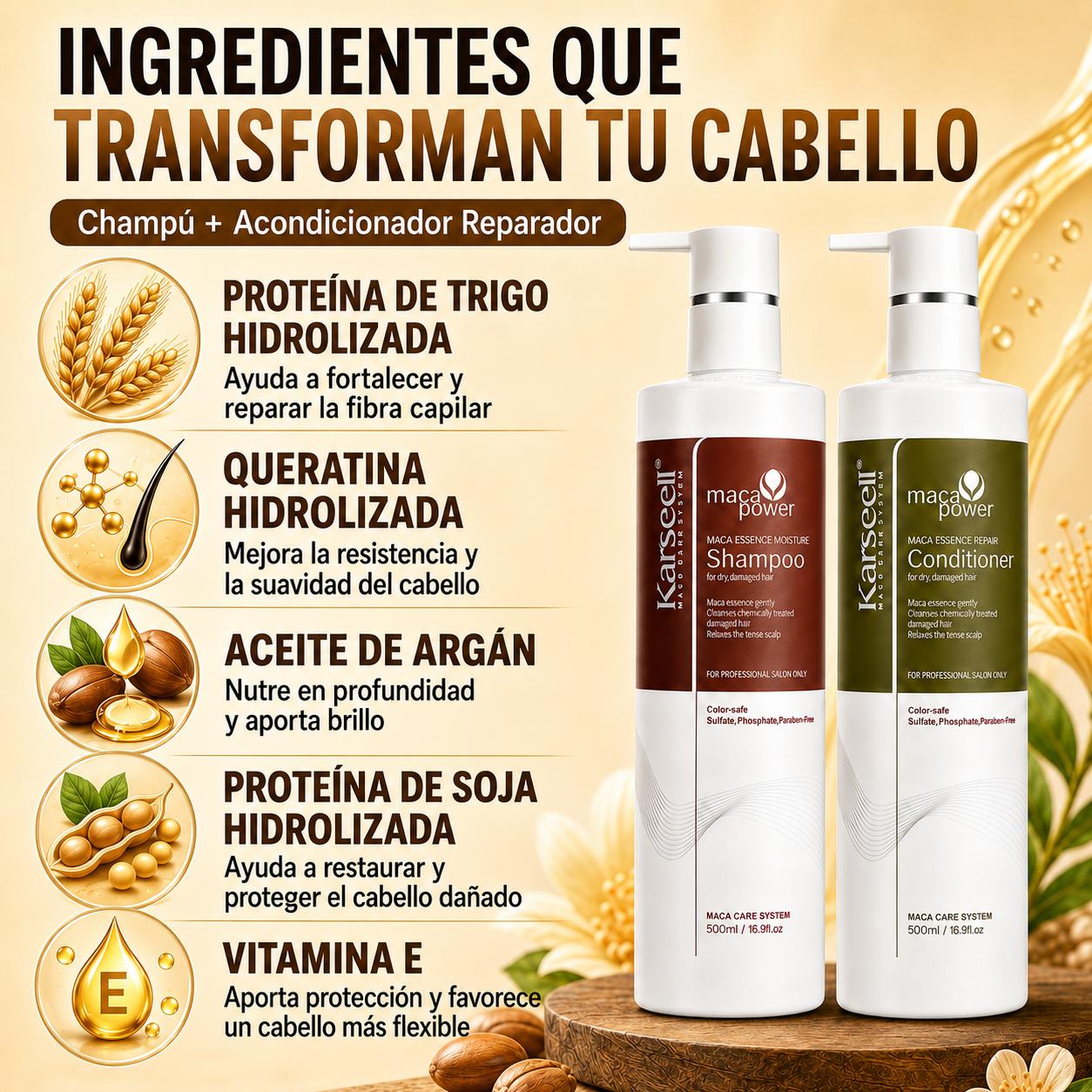Paket Feuchtigkeitsshampoo + Reparatur-Acondicioner 500ml