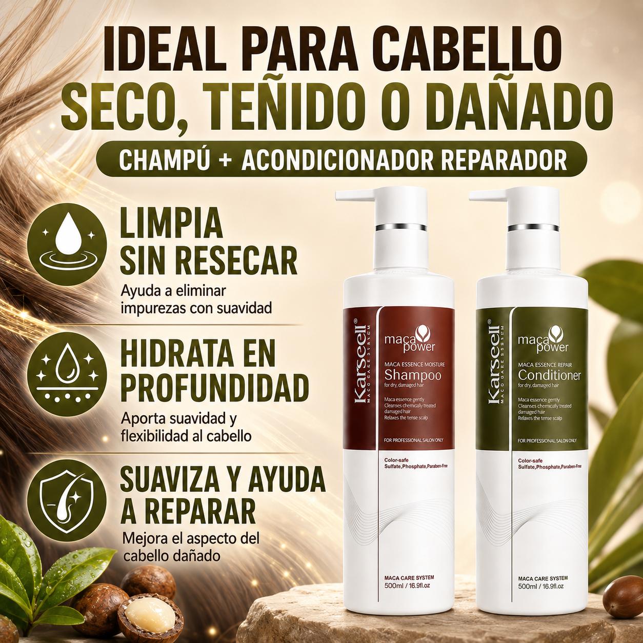 Paket Feuchtigkeitsshampoo + Reparatur-Acondicioner 500ml