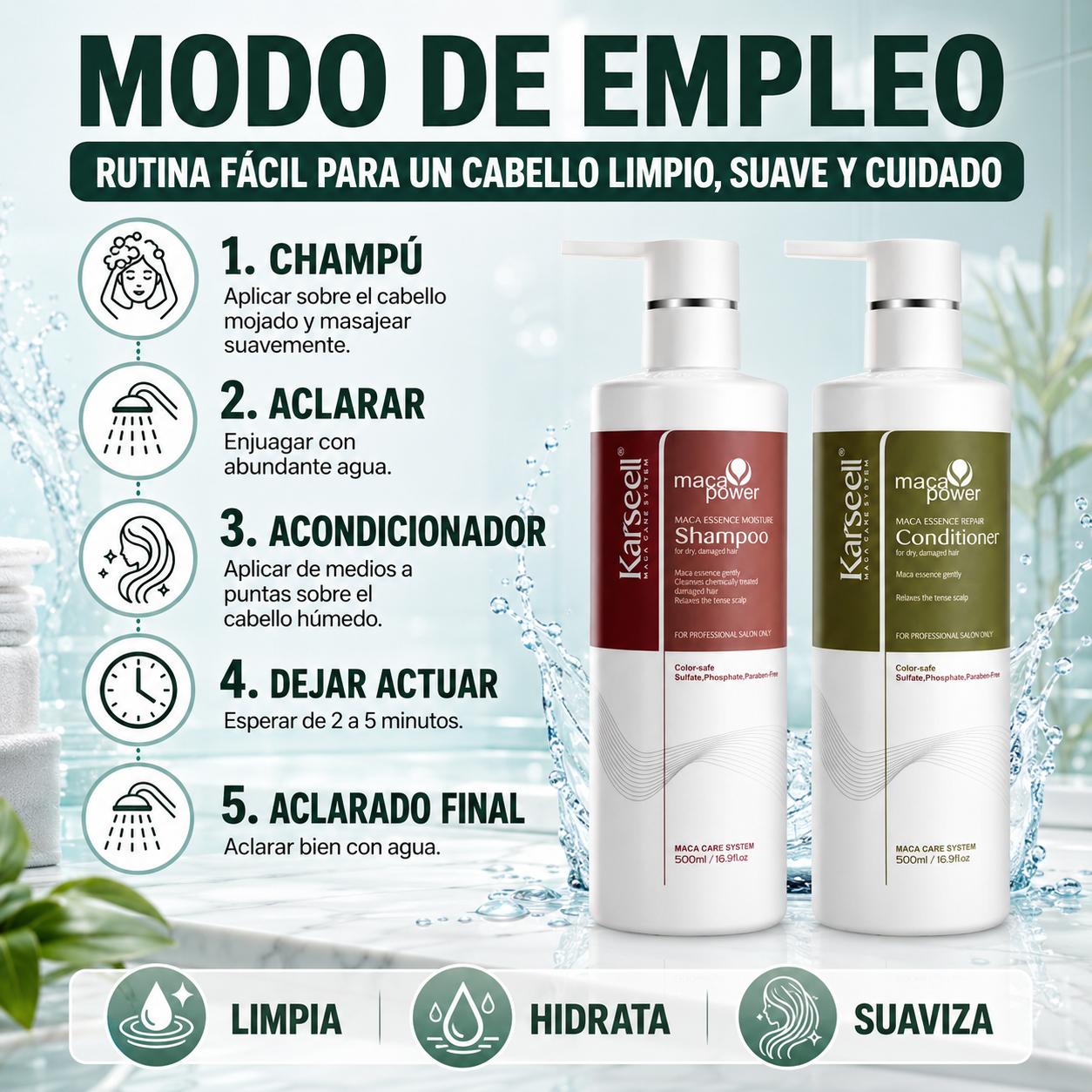 Paket Feuchtigkeitsshampoo + Reparatur-Acondicioner 500ml