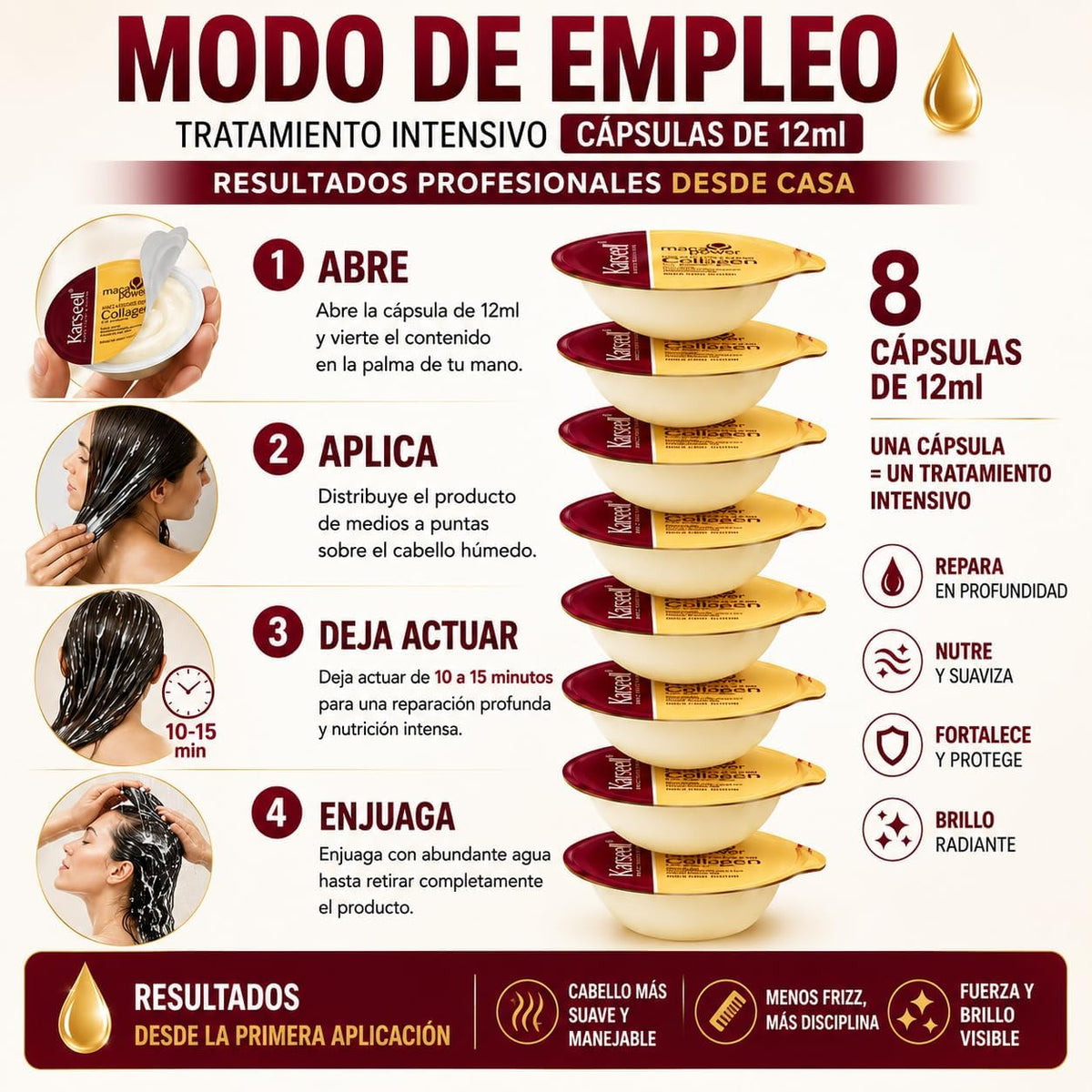 KARSEELL Mascarilla de Colágeno Monodosis 8x12ml + Sérum de Aceite de Argán 50ml
