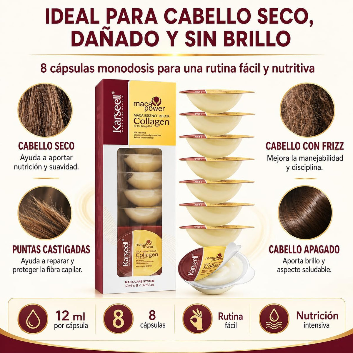 KARSEELL Mascarilla de Colágeno Monodosis 8x12ml + Sérum de Aceite de Argán 50ml