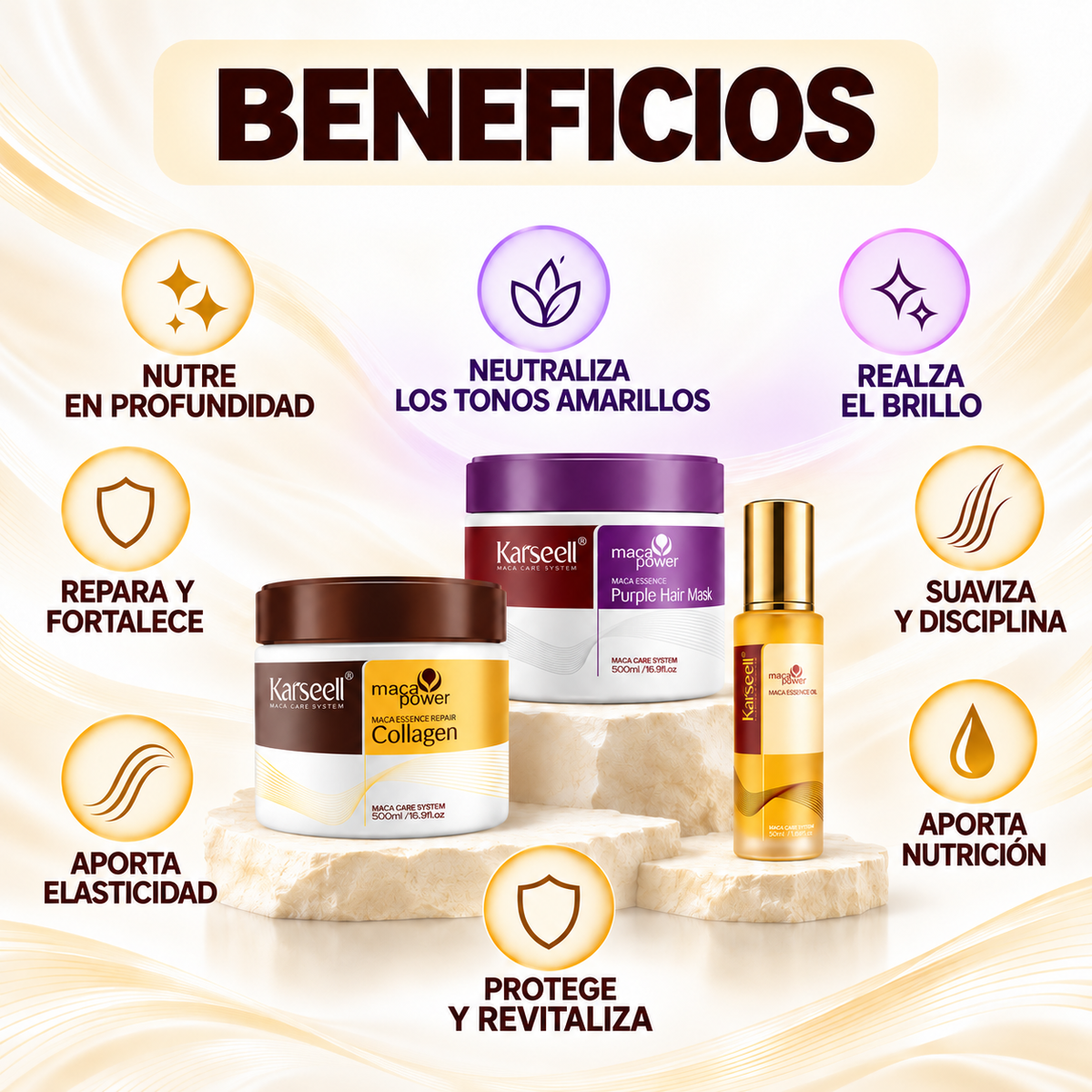 Pack Mascarilla Colágeno 500ml + Mascarilla Violeta 500ml + Sérum de Aceite de Argán 50ml