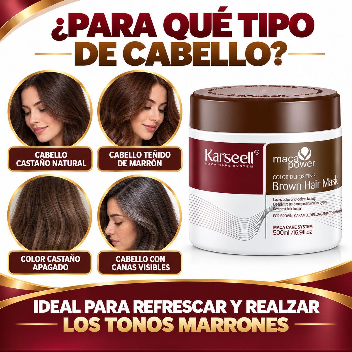 Mascarilla Capilar Pigmentante Marrón 500 ml