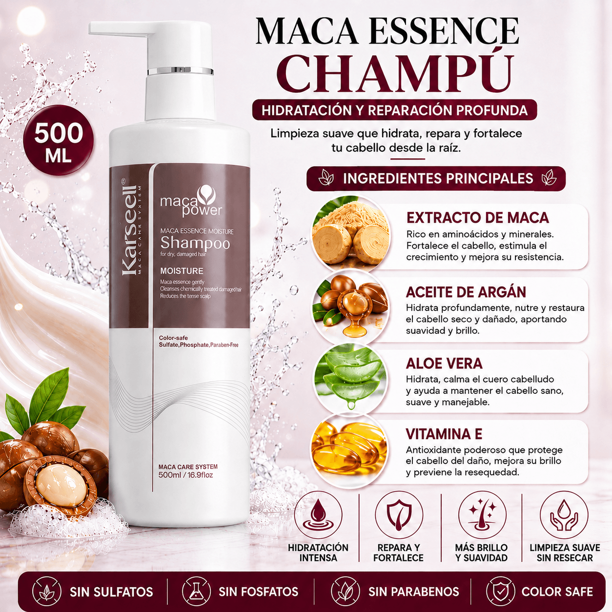 Pack champú hidratante + acondicionador reparador 500ml