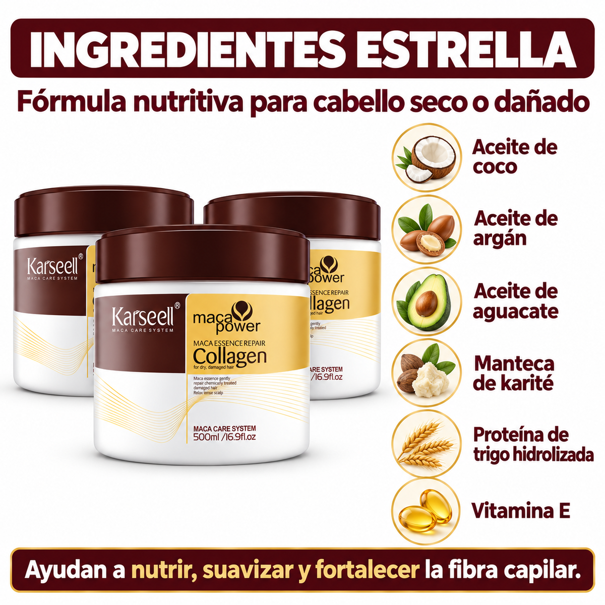 Pack 3 Mascarillas Capilares de Colágeno 500 ml (3 × 500 ml)