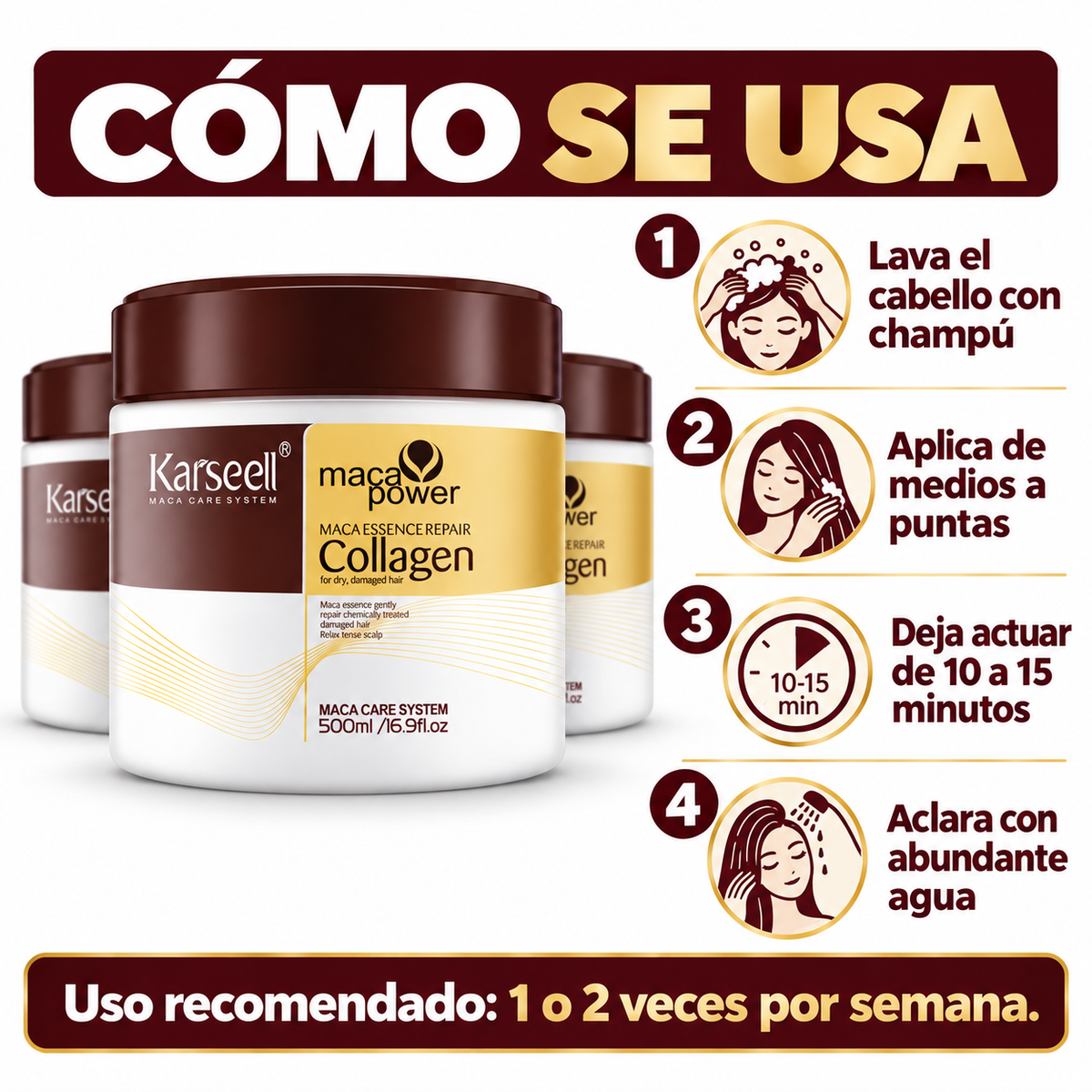 Pack 3 Mascarillas Capilares de Colágeno 500 ml (3 × 500 ml)