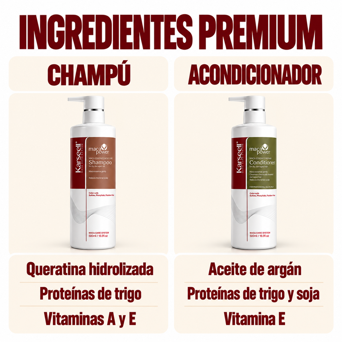 Pack Champú Maca 500 ml + Acondicionador Maca 500 ml