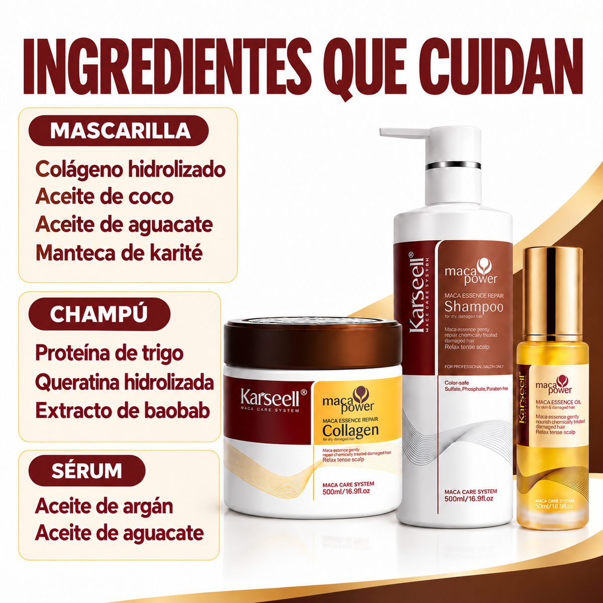 Confezione riparazione capelli: maschera al collagene 500ml + shampoo 500ml