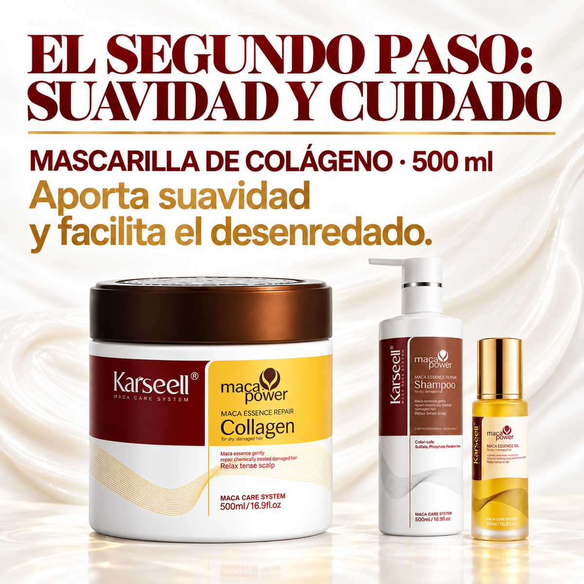 Confezione riparazione capelli: maschera al collagene 500ml + shampoo 500ml