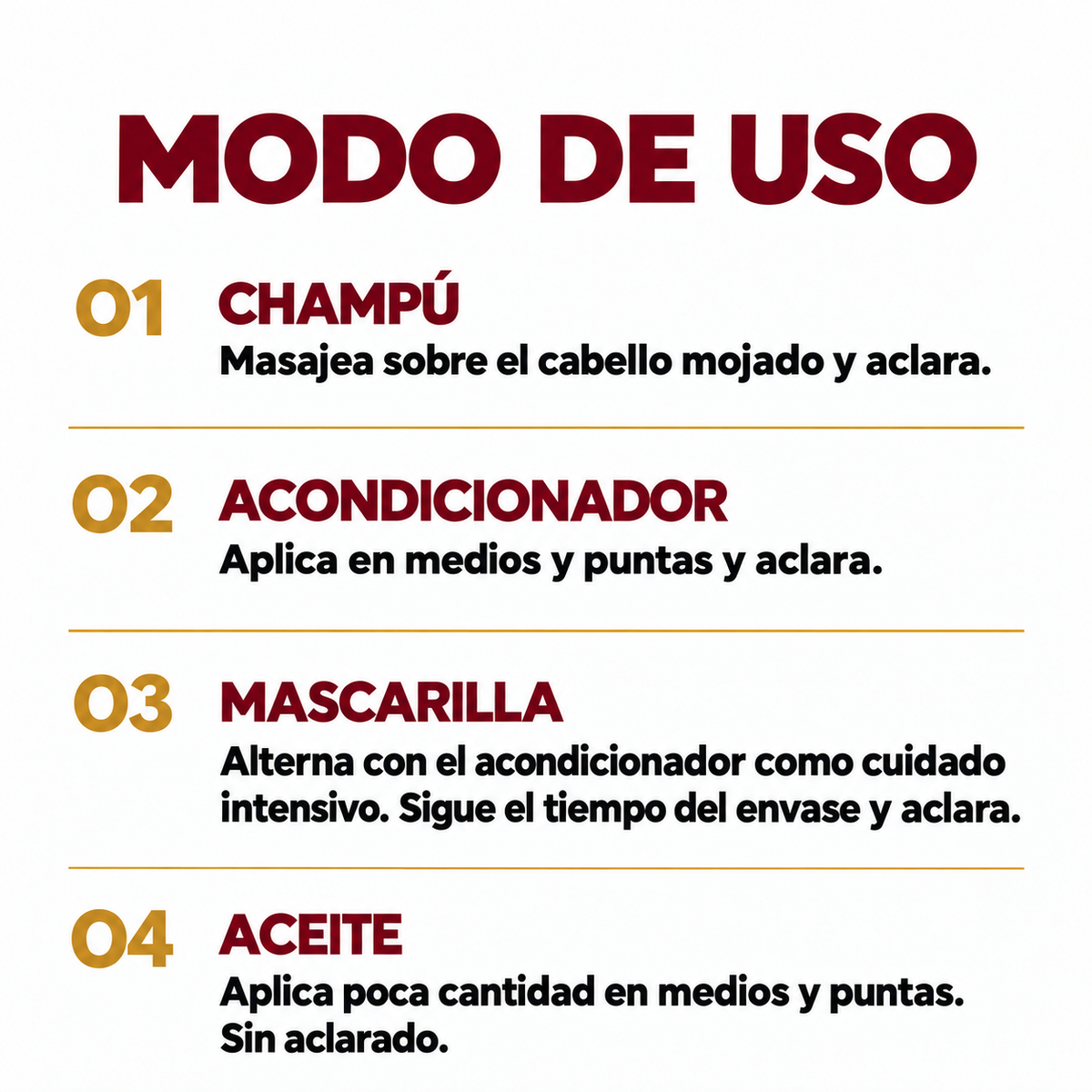Pack Champú Maca 500 ml + Acondicionador 50 ml + Mascarilla Colágeno 500 ml + Aceite 50 ml