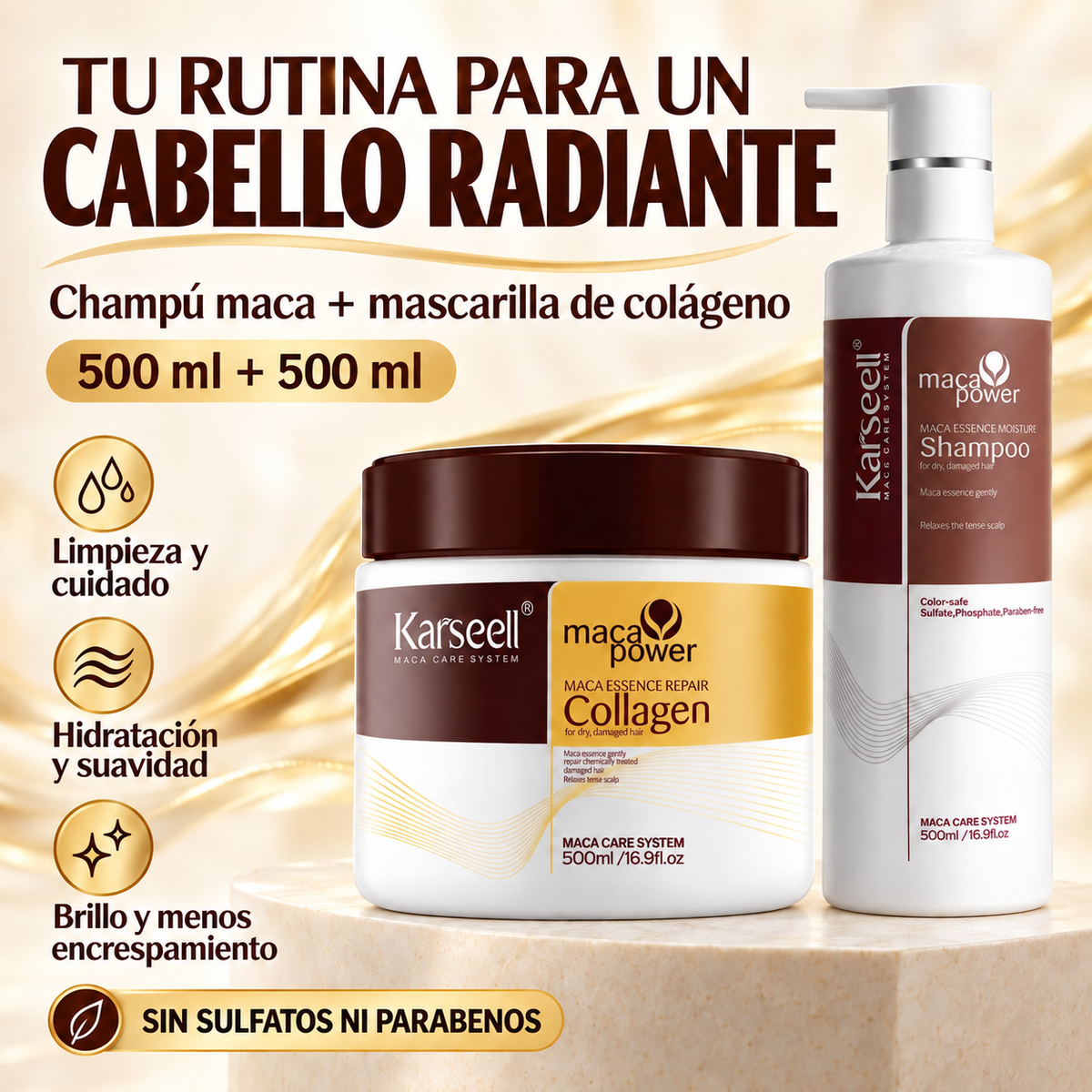 Pack Mascarilla Colágeno 500ml + Champú Maca 500ml