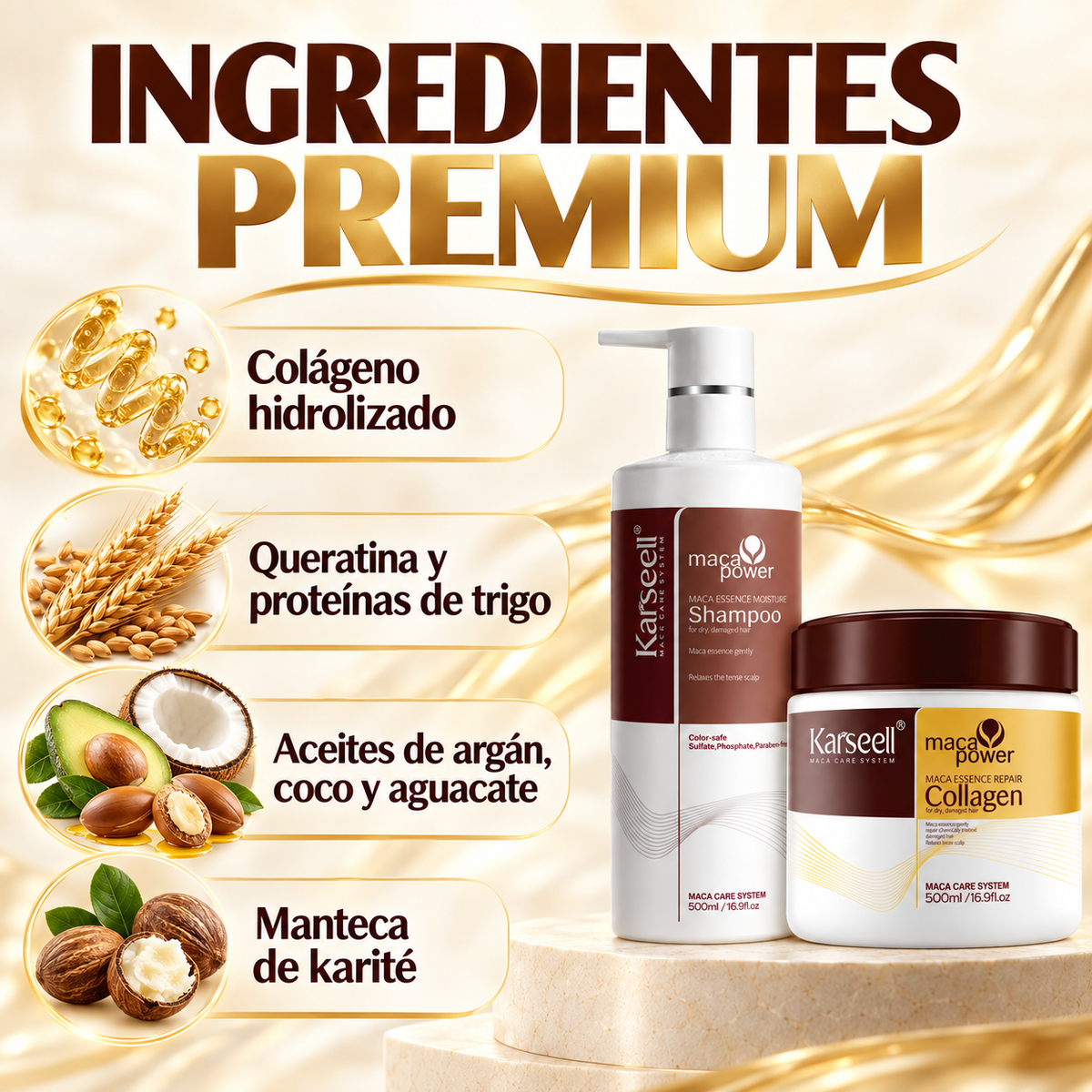 Pack Mascarilla Colágeno 500ml + Champú Maca 500ml