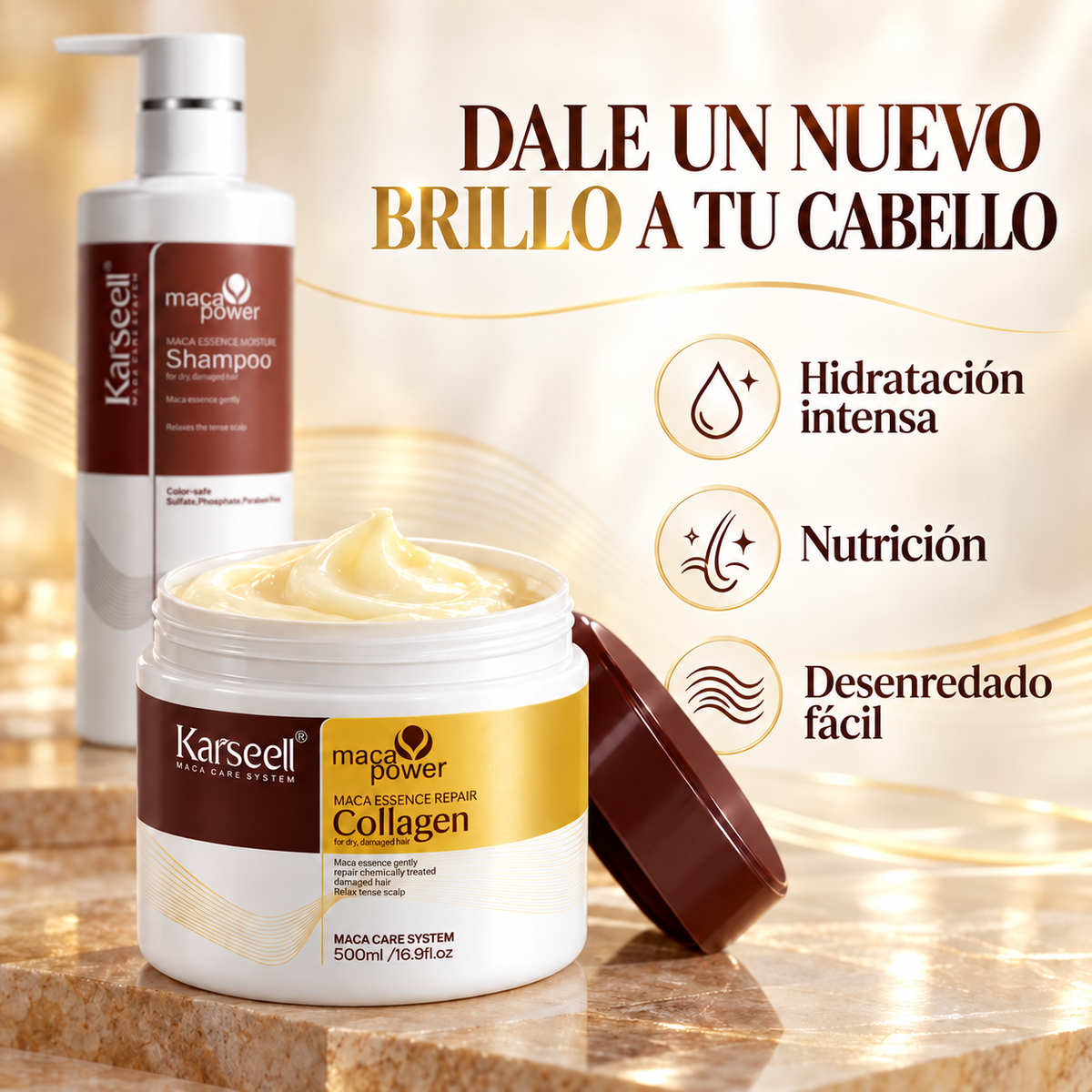 Pack Mascarilla Colágeno 500ml + Champú Maca 500ml