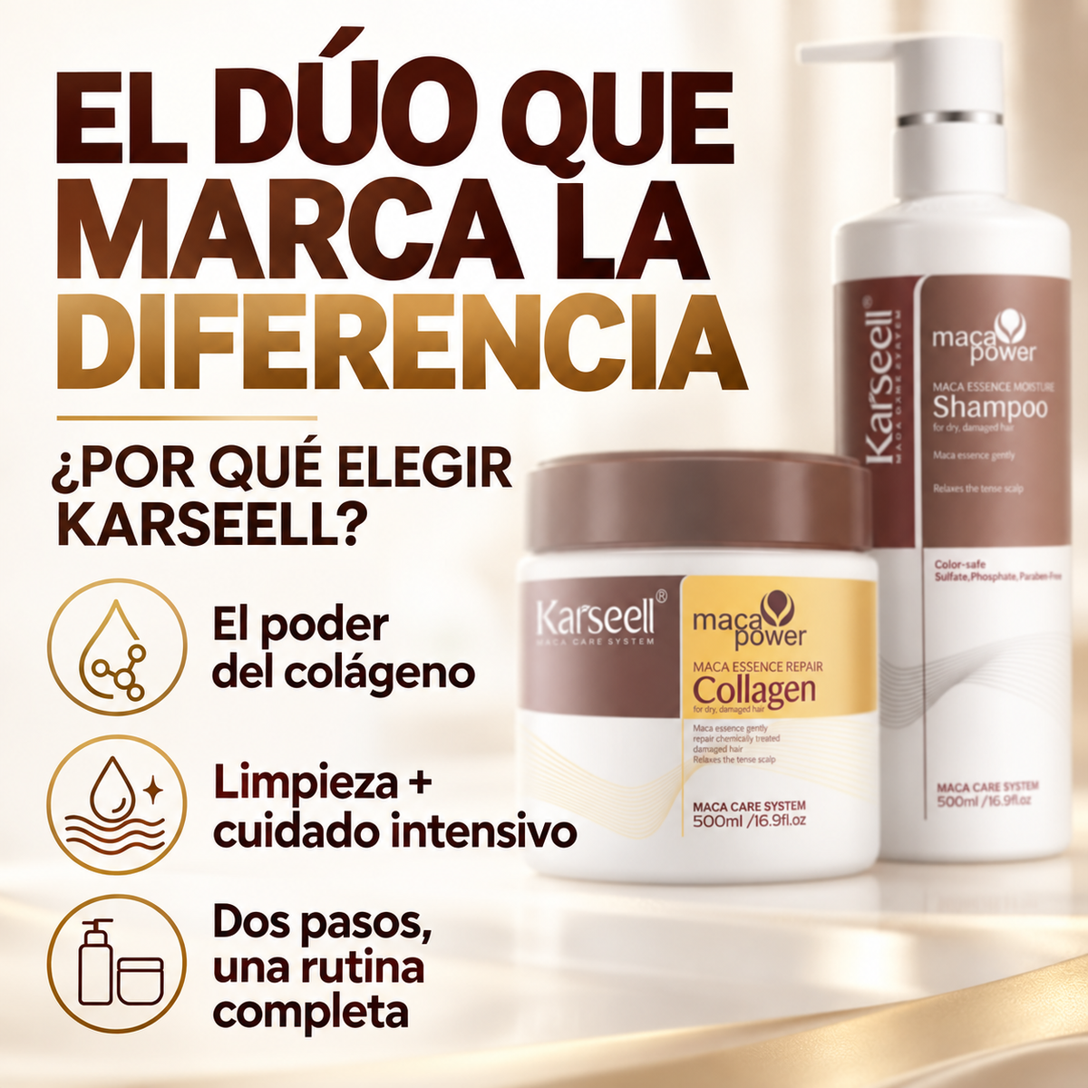 Pack Mascarilla Colágeno 500ml + Champú Maca 500ml