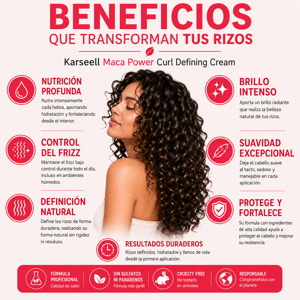 Crema Definidora de Rizos, Hidratante, Fijación Flexible 500ml