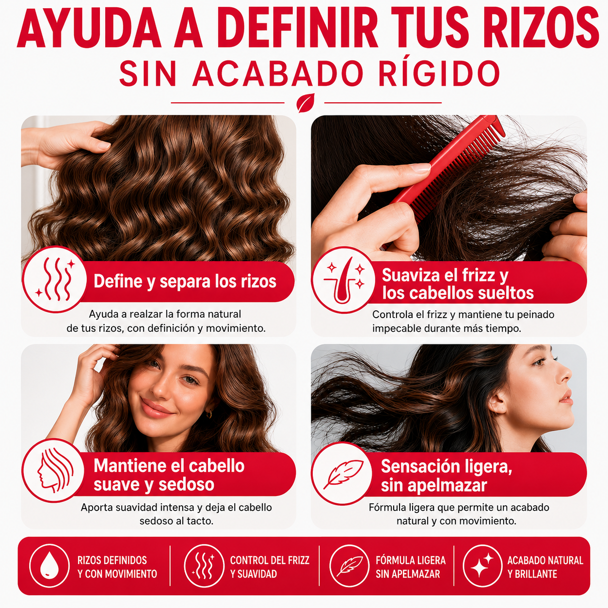 Crema Definidora de Rizos, Hidratante, Fijación Flexible 500ml
