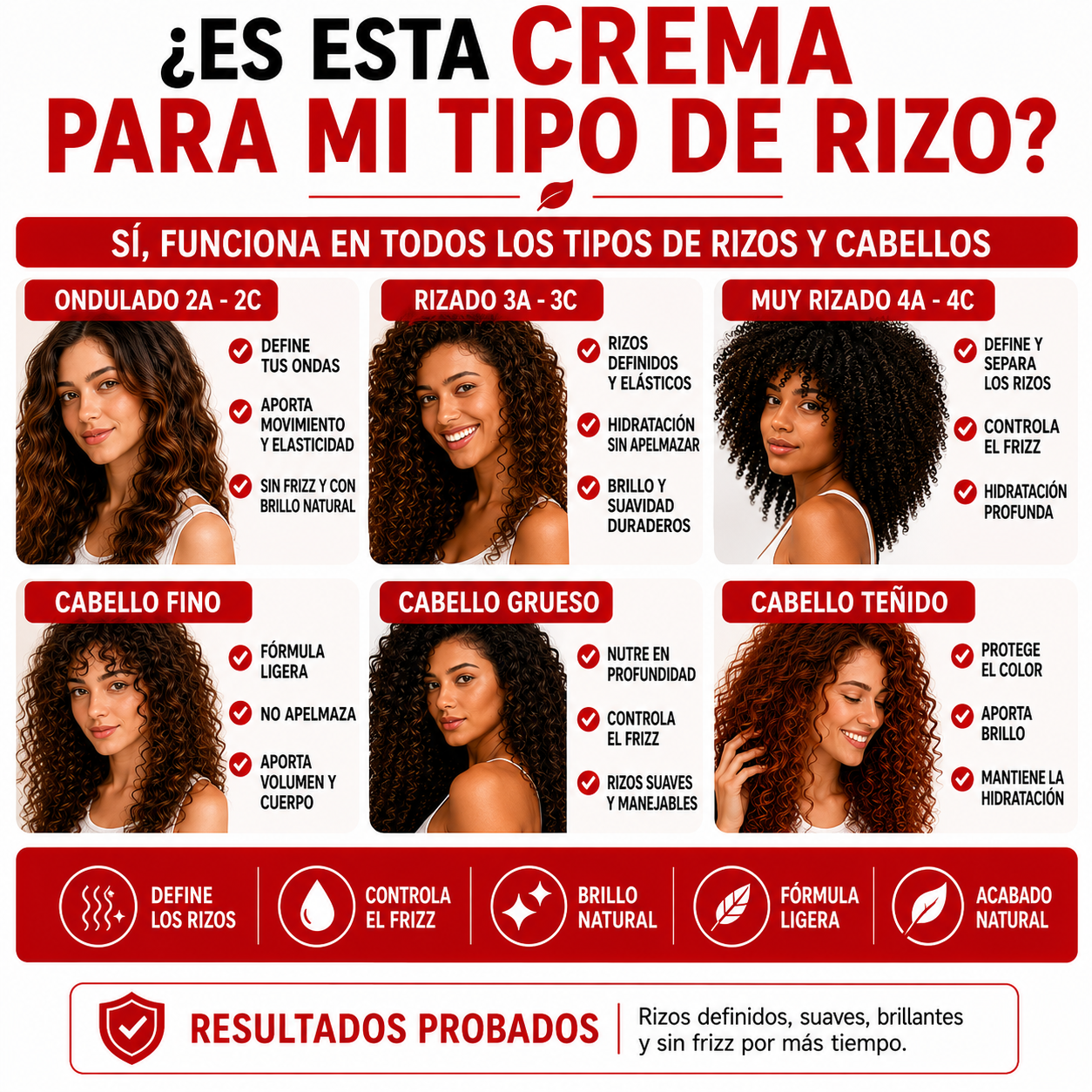 Crema Definidora de Rizos, Hidratante, Fijación Flexible 500ml