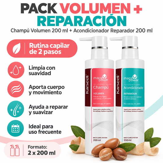 Pack Champú Voluminizador 200 ml + Acondicionador Reparador 200 ml