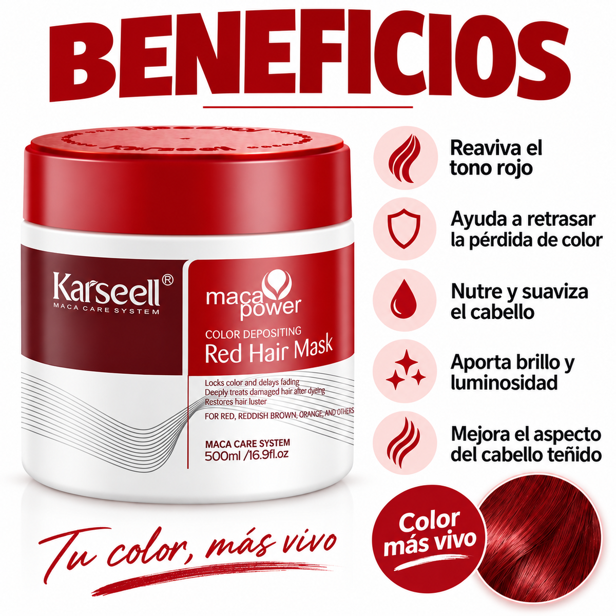 Mascarilla Capilar Pigmentante Roja 500 ml