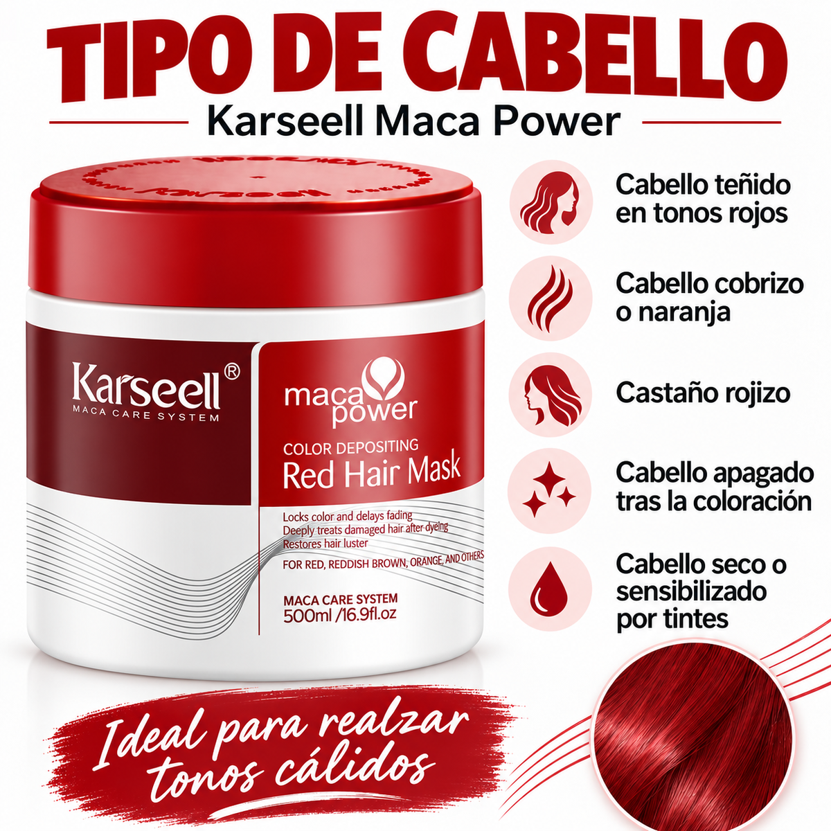 Mascarilla Capilar Pigmentante Roja 500 ml