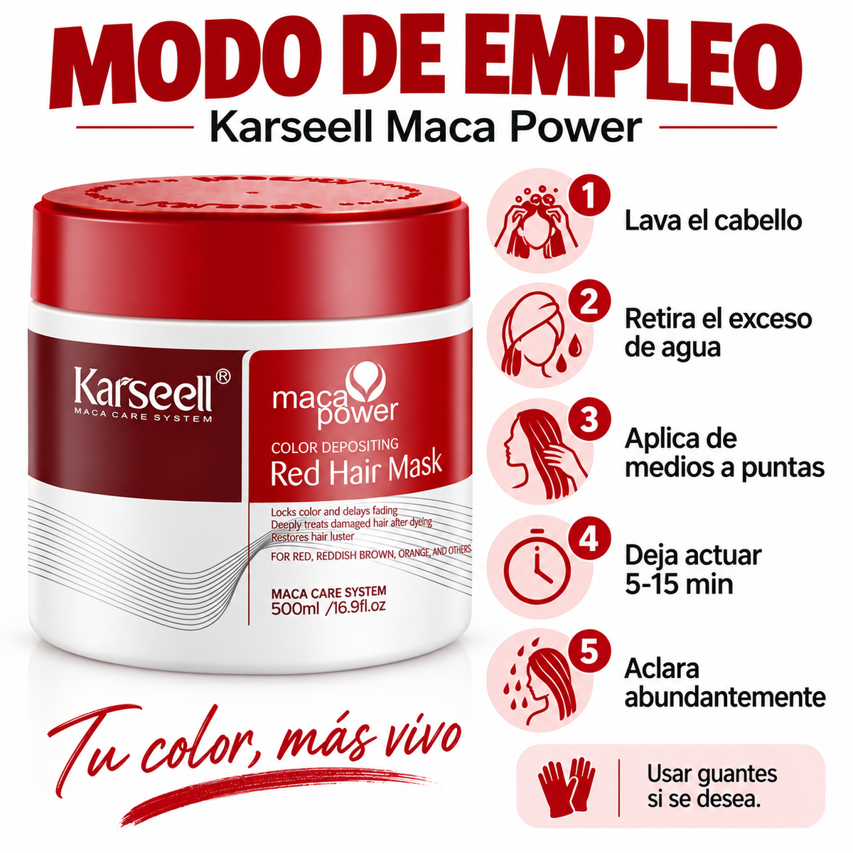 Mascarilla Capilar Pigmentante Roja 500 ml