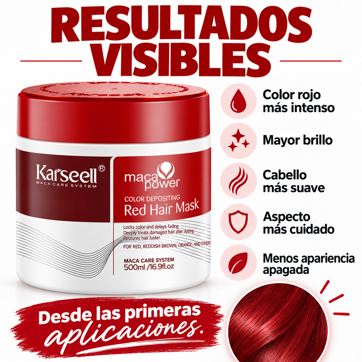 Mascarilla Capilar Pigmentante Roja 500 ml