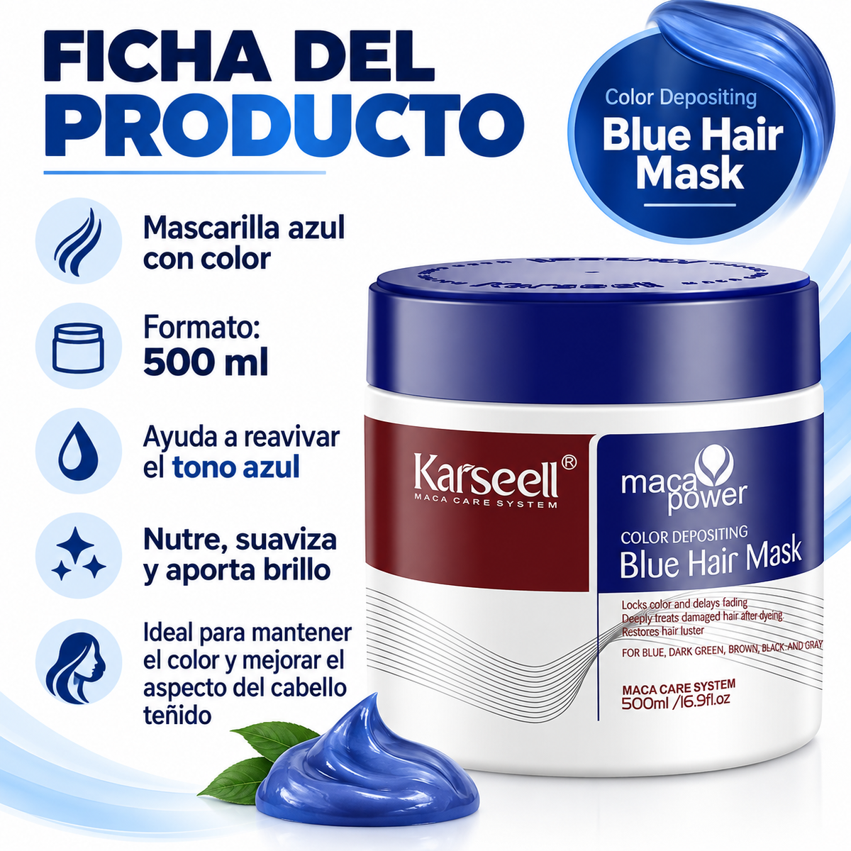 Mascarilla Capilar Pigmentante Azul 500 ml
