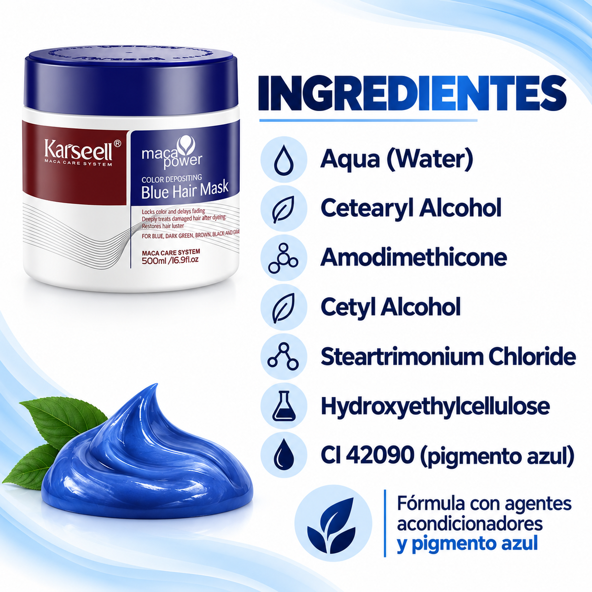 Mascarilla Capilar Pigmentante Azul 500 ml