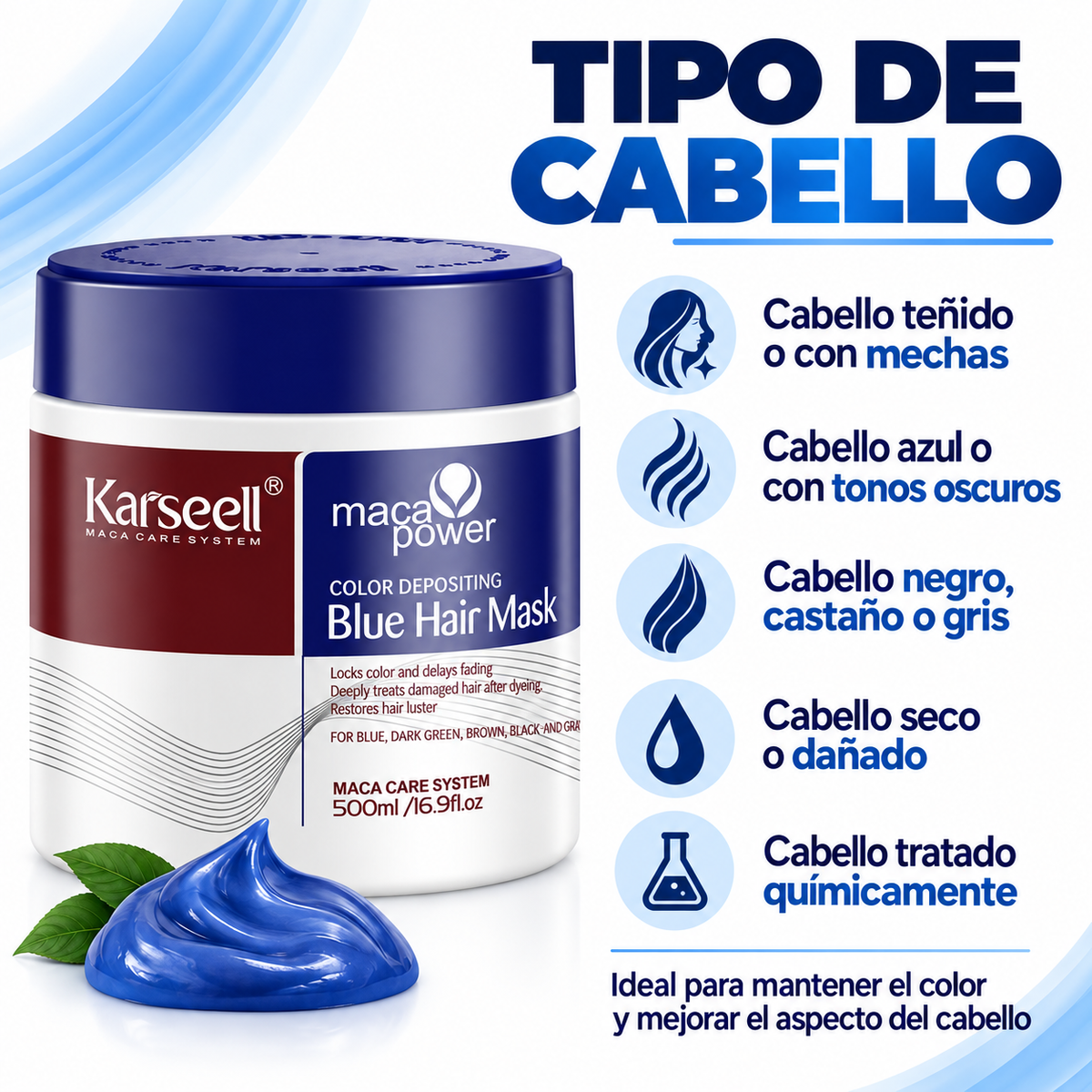 Mascarilla Capilar Pigmentante Azul 500 ml