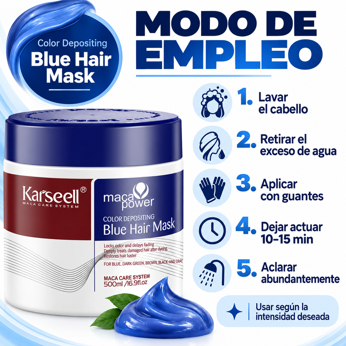 Mascarilla Capilar Pigmentante Azul 500 ml