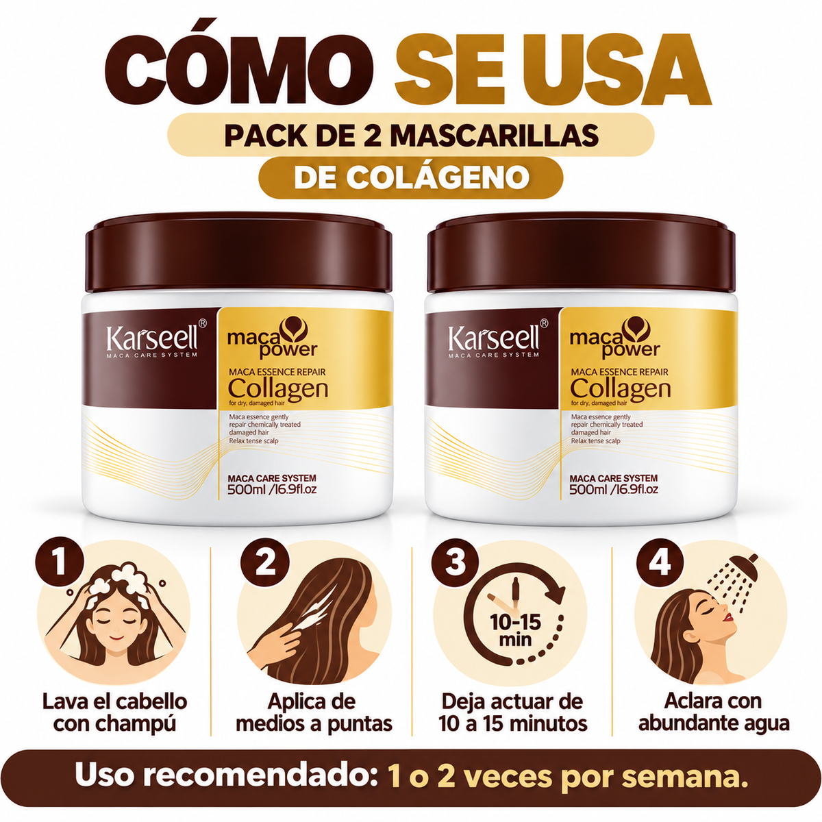 Pack 2 Mascarillas Capilares de Colágeno 500 ml (2 × 500 ml)