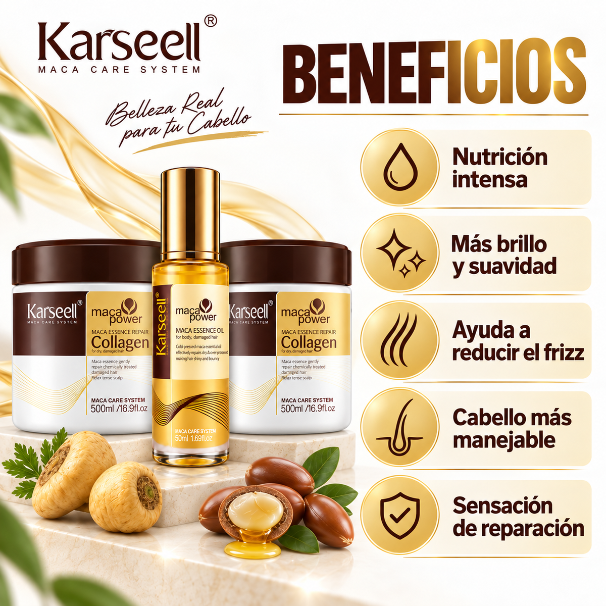 Pack 2 Mascarillas de Colágeno 500 ml + 1 Sérum de Aceite de Argán 50 ml