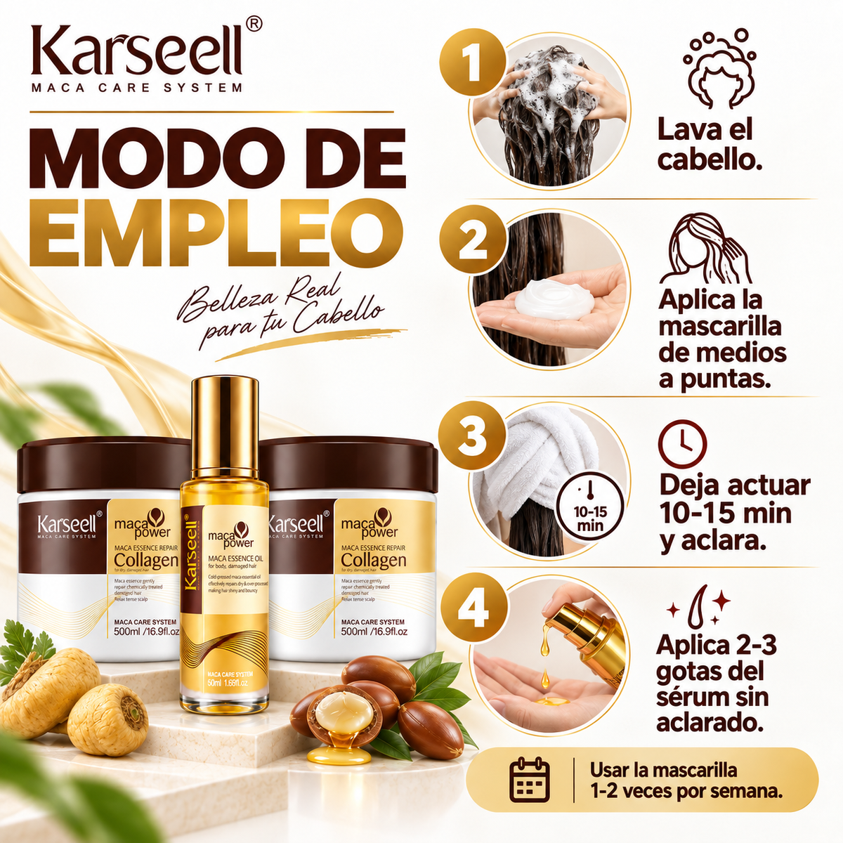 Pack 2 Mascarillas de Colágeno 500 ml + 1 Sérum de Aceite de Argán 50 ml